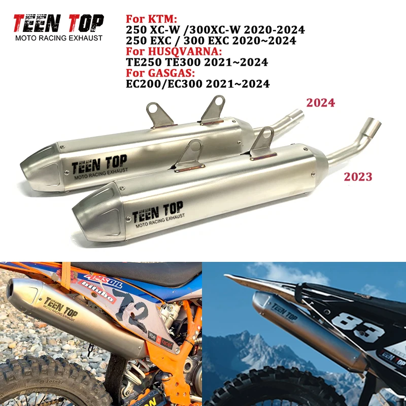 Tubo de escape de 30 mm para motocicleta todoterreno HUSQVARNA TE250 TE300, silenciador de escape 21-24 250 300 XC-W, escape deslizable, tubo de cola para moto