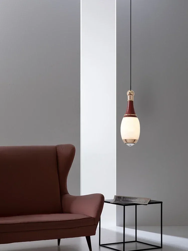 Italian Minimalist LED Chandelier, Retractable, Natural Marble Lamp, Luxury Bedside, Bar, Restaurant, Cafe, Spotlight 2024