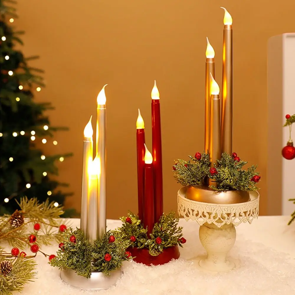 Velas LED navideñas Retro, vela eléctrica de plástico luminosa, candelita parpadeante, elegante vela simulada