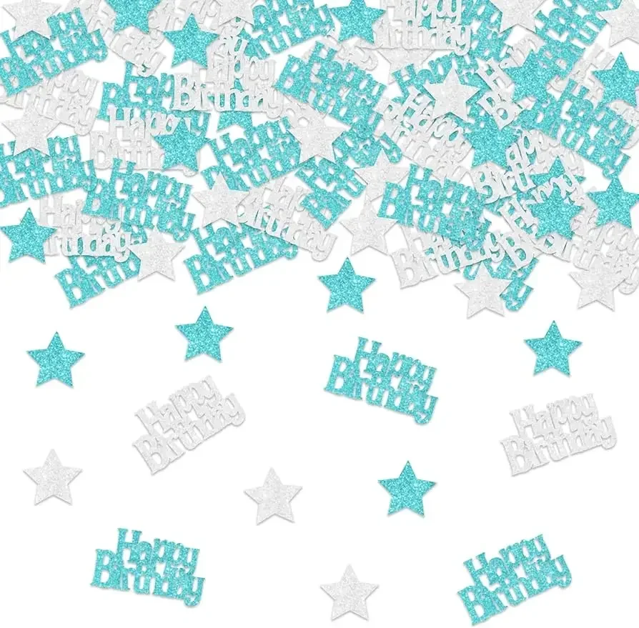 

Teal Birthday Table Confetti, Turquoise Scatter Decor, Glitter Confetti, Happy Birthday for Girls, Women Party Supplies, 200Pcs