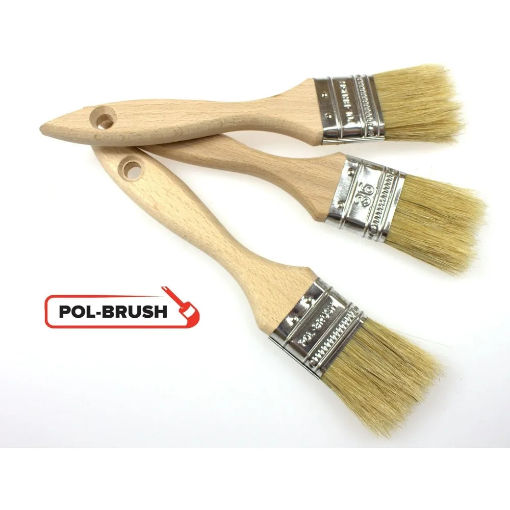 3PCS BBQ Brush Pig Hair Paint Brush Wooden Handle 1.5 Inch Soft Hair Painting Brushes for Wall and Furniture Paint Tool Set