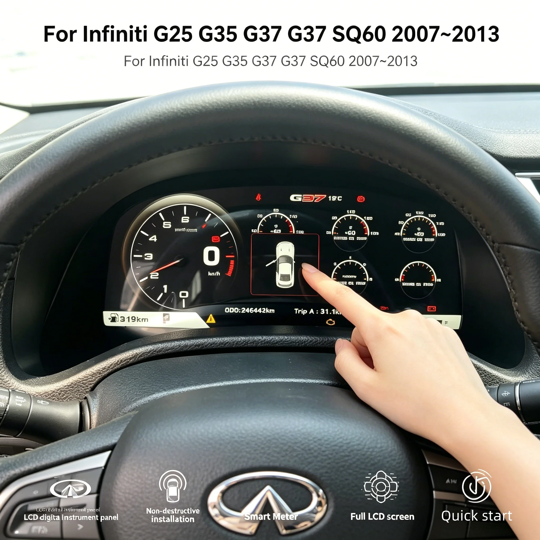 Digital Dashboard Virtual Cockpit For Infiniti G25 G35 G37 SQ60 2007-2013 Full LCD Instrument Cluster  High Resolution Upgrade