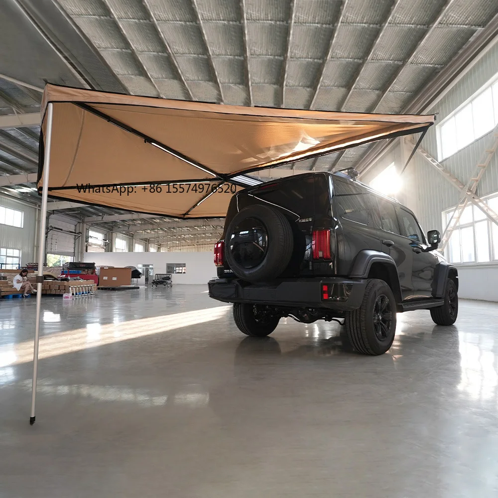 2026 Hot SellingLED Light Self-Driving Tour Outdoor Camping Car Awning Tent Retractable Camping Car 270 Awning