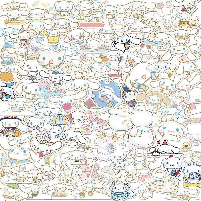 สติกเกอร์50/100 Sanrio สติกเกอร์สำหรับเด็กแล็ปท็อปที่สวยงามสติกเกอร์อะนิเมะลาย Hello Kitty Cinnamoroll สมุดบันทึกเครื่องเขียนสำหรับตกแต่งไดอารี่