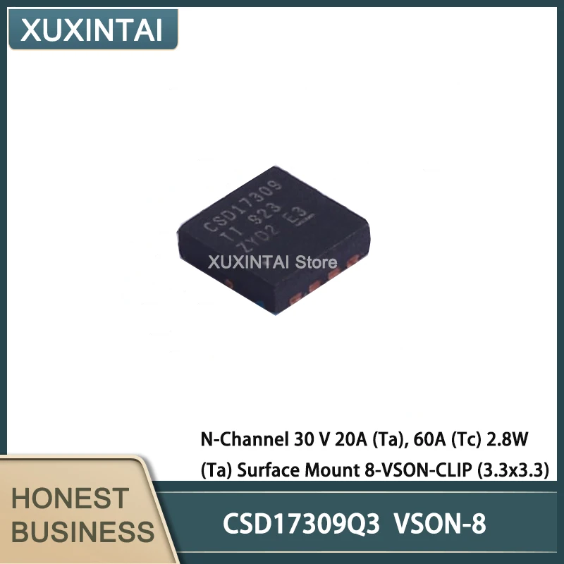 10Pcs/Lot New Original   CSD17309Q3  CSD17309 N-Channel 30 V 20A (Ta), 60A (Tc) 2.8W (Ta) Surface Mount 8-VSON-CLIP (3.3x3.3)