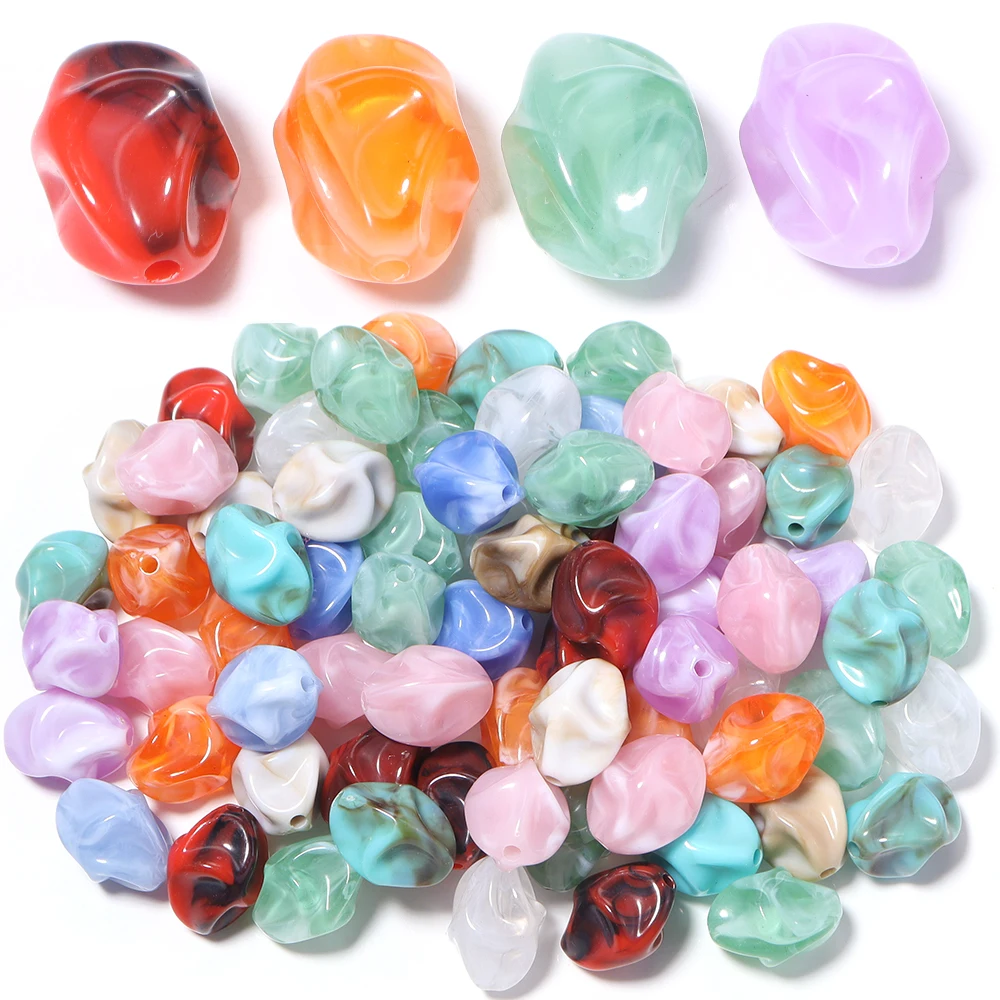 

20pcs Dual Color Acrylic 19x15mm Irregular Stone Shape Loose Spacer Beads for DIY Decoration Crafts Accessories