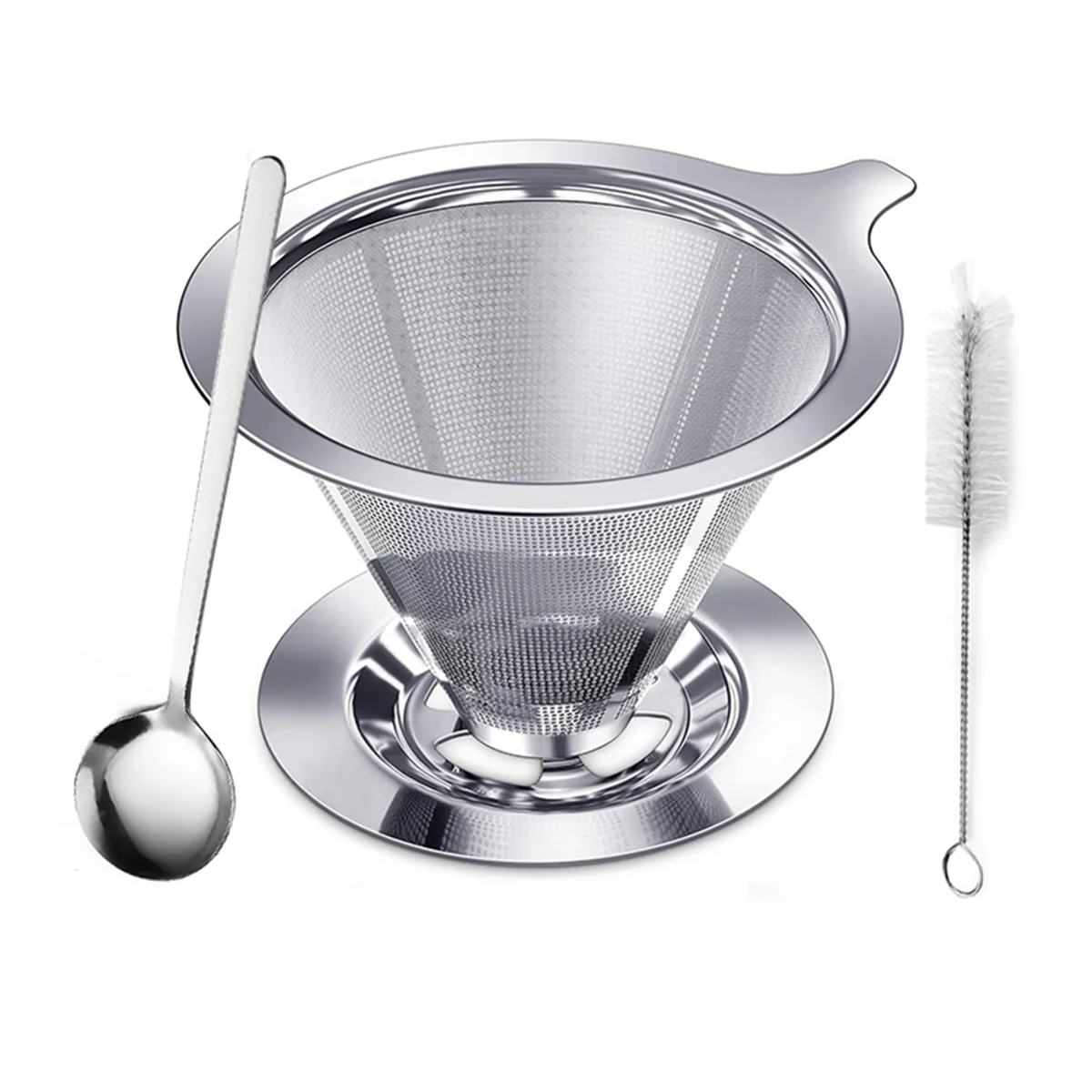 Stainless Coffee Filter Reusable Double Layer Filters Funnel Coffee Dripper Filter Cup Coffee Tools 2-4 Cups