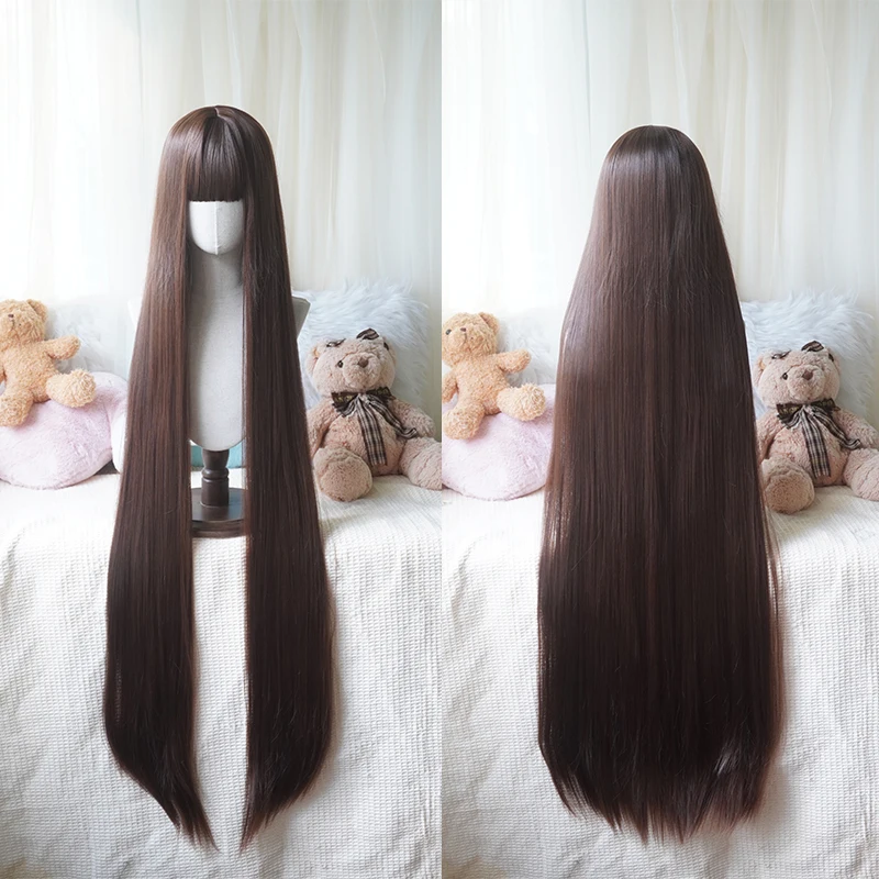 48Inch Ultra-Long Rose Net Anime Cosplay Straight Wig Heat-Resistant Synthetic Fiber, Perfect for party, Halloween, Photo Shoots