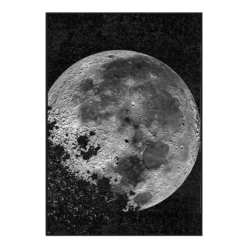 

Black and white moon texture entrance decorative painting, minimalist moon living room, high-end industrial