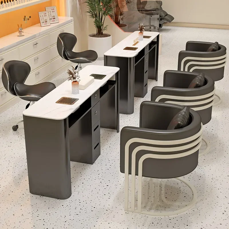 Minimalist Creative Nail Tables Luxury Elegant Nail Table Manicure Space Saving Nageltisch Mit Absaugung Salon Furniture