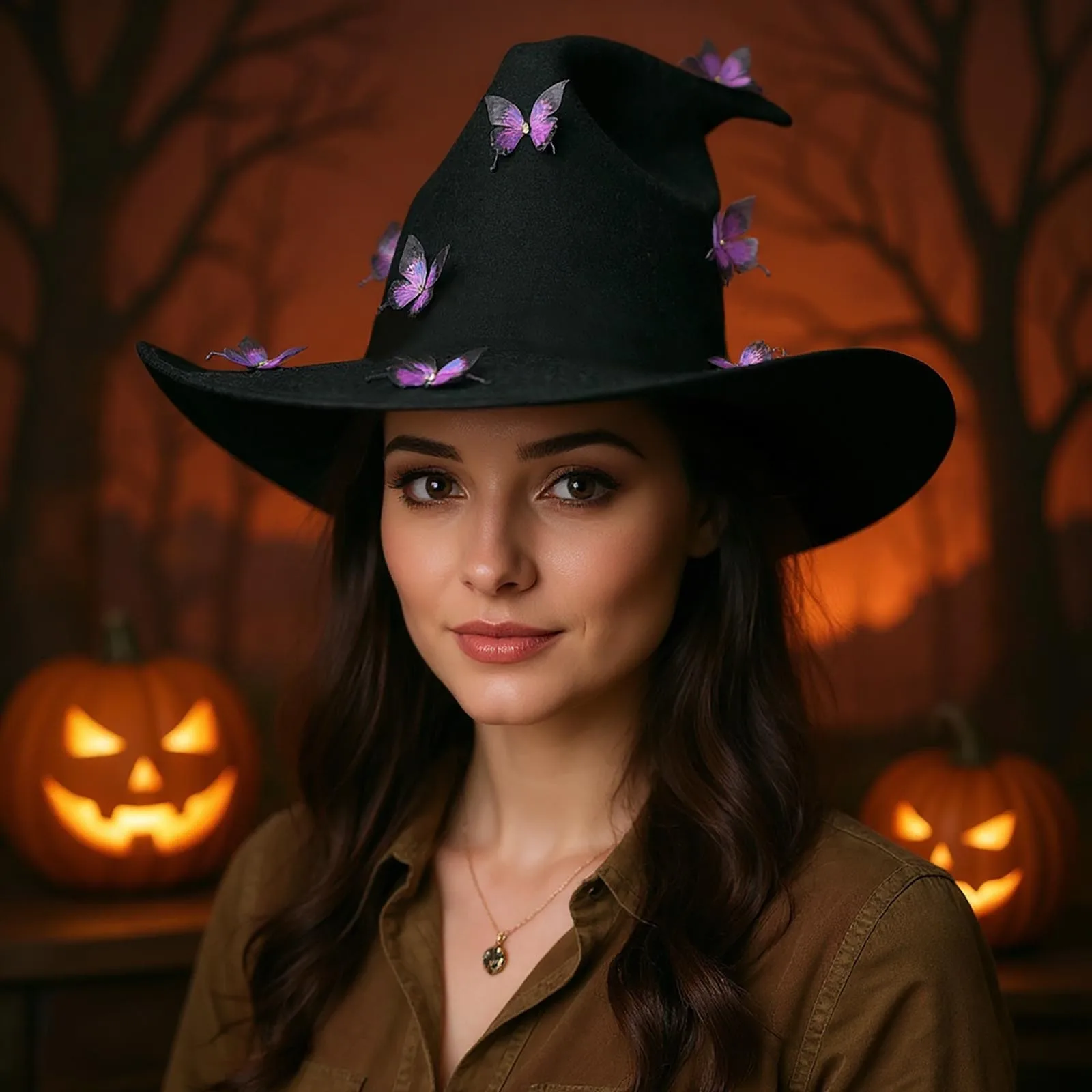 Halloween Pleated Butterfly Witch Hat Funny Wizard Hats Halloween Holiday Decoration Props Cosplay Witch Hat Accessories