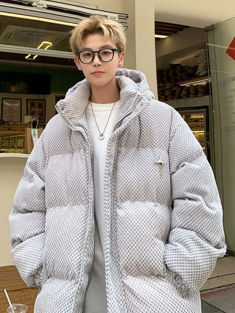 

Мужская утепленная хлопковая куртка с капюшоном, зимняя теплая, молодежная, модная, повседневная, свободного кроя, с длинными рукавами, на молнии