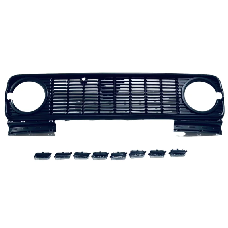 Upgraded ABS Front Middle Mesh Grille, Equipped with 8 Yellow LED Lights, Suitable for GWM tank 300 Accessories