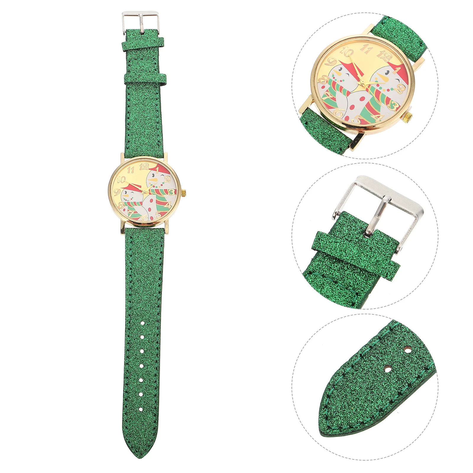 1Pcs 's Watch Lovely Christmas Snowman Pattern Watch Gift Bright Color Adjustable Strap Accurate Timing