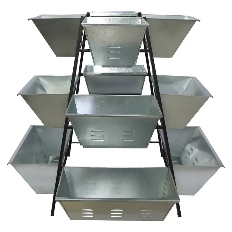 for Modern Vertical Gardening Box Steel Raised Garden Pot Triple Tier Planter  Outdoor Indoor Use Four Sided Design