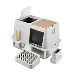Caja de arena cerrada de acero inox antisalpicaduras para gatos
