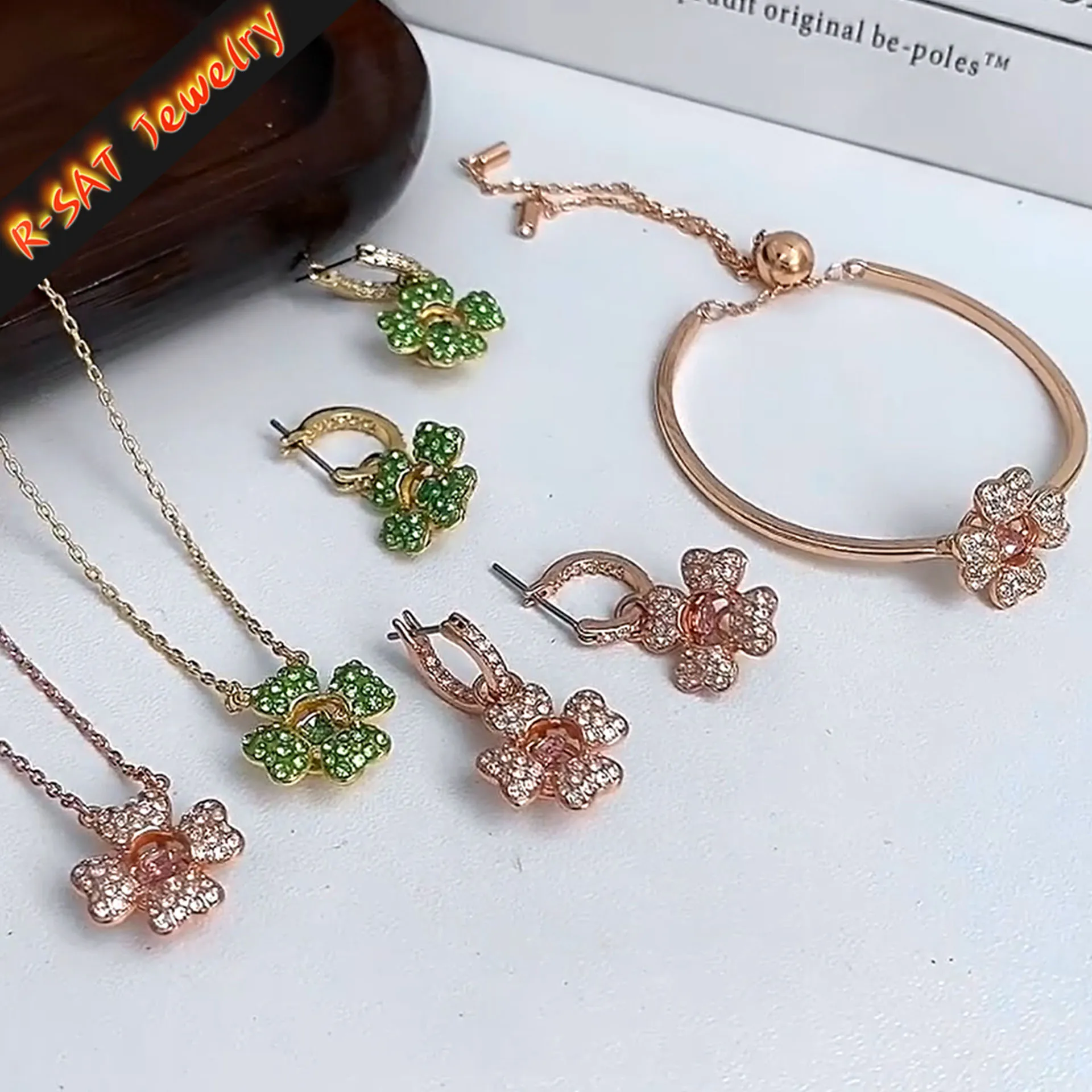 

Black Flower Ladybug Pink Green Fashion Fine Jewelry Sets Necklace Earrings Animal Plant High Quality Jewelry Accessorie