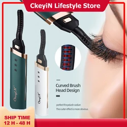 CkeyiN Electric Heated Eyelash Curler USB Charge Makeup Curling Kit Long Lasting Natural Ironing Eye Lash Curler Beauty Tools