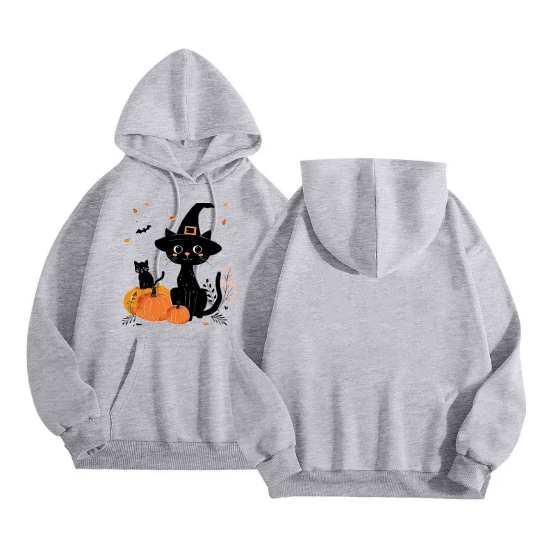 2025 Spring and Autumn Hot Retro Fashion Cartoon Cat Printed Hoodie Comfortable and Casual Men and Women's Couple Coat Top
