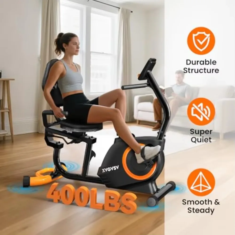 Recumbent Exercise Bike Home Use Quiet Stationary Cycle Adults Seniors 16 Resistance Levels Adjustable Seat Cardio Fitness Gear