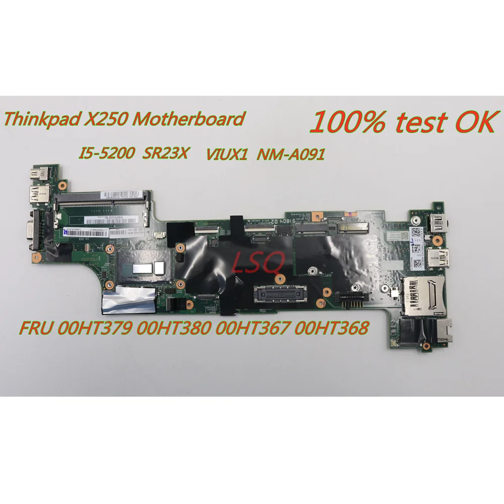 

Laptop Mainboard For Lenovo Thinkpad X250 I5-5200 Notebook Motherboard FRU 00HT379 00HT380 00HT367 00HT368 100% test OK