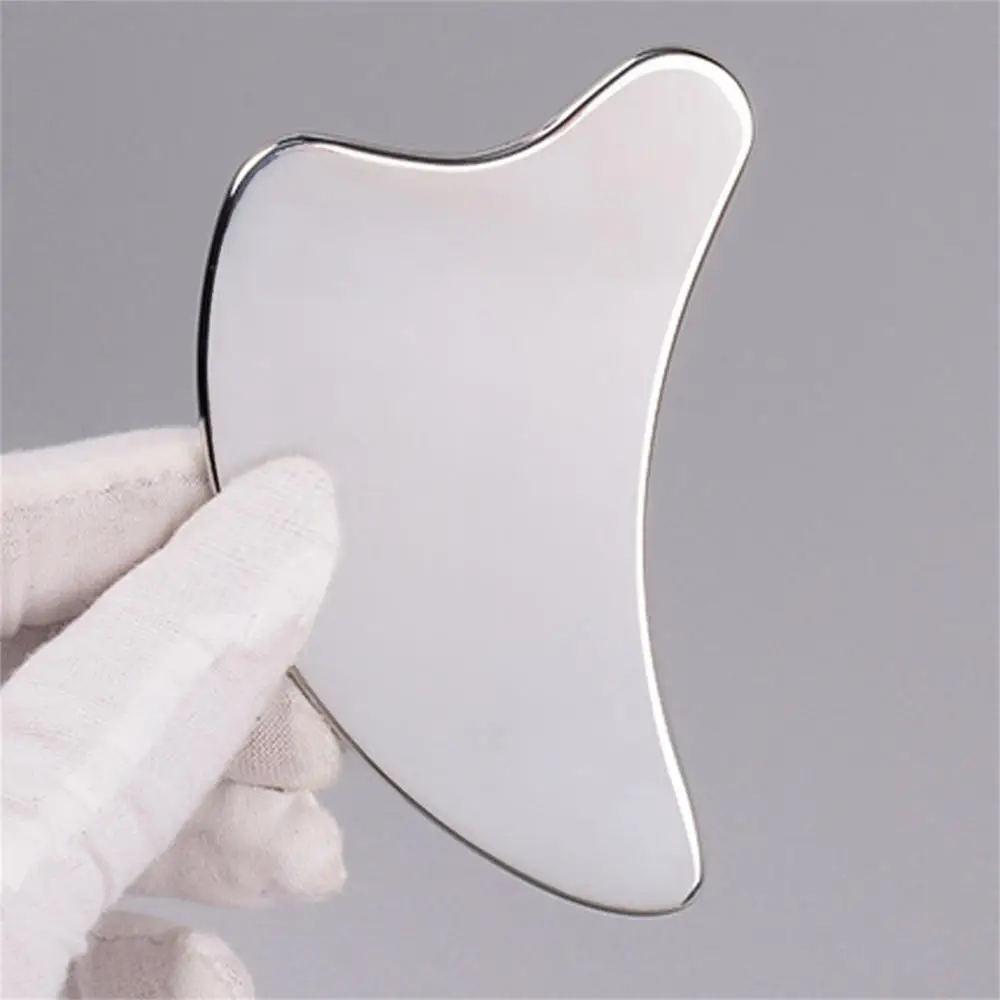 Stainless Steel Scraper Facial Massage Gua Sha Tool Face Lift Anti-Aging Skin Tightening Cooling Metal Contour Reduce Puffiness