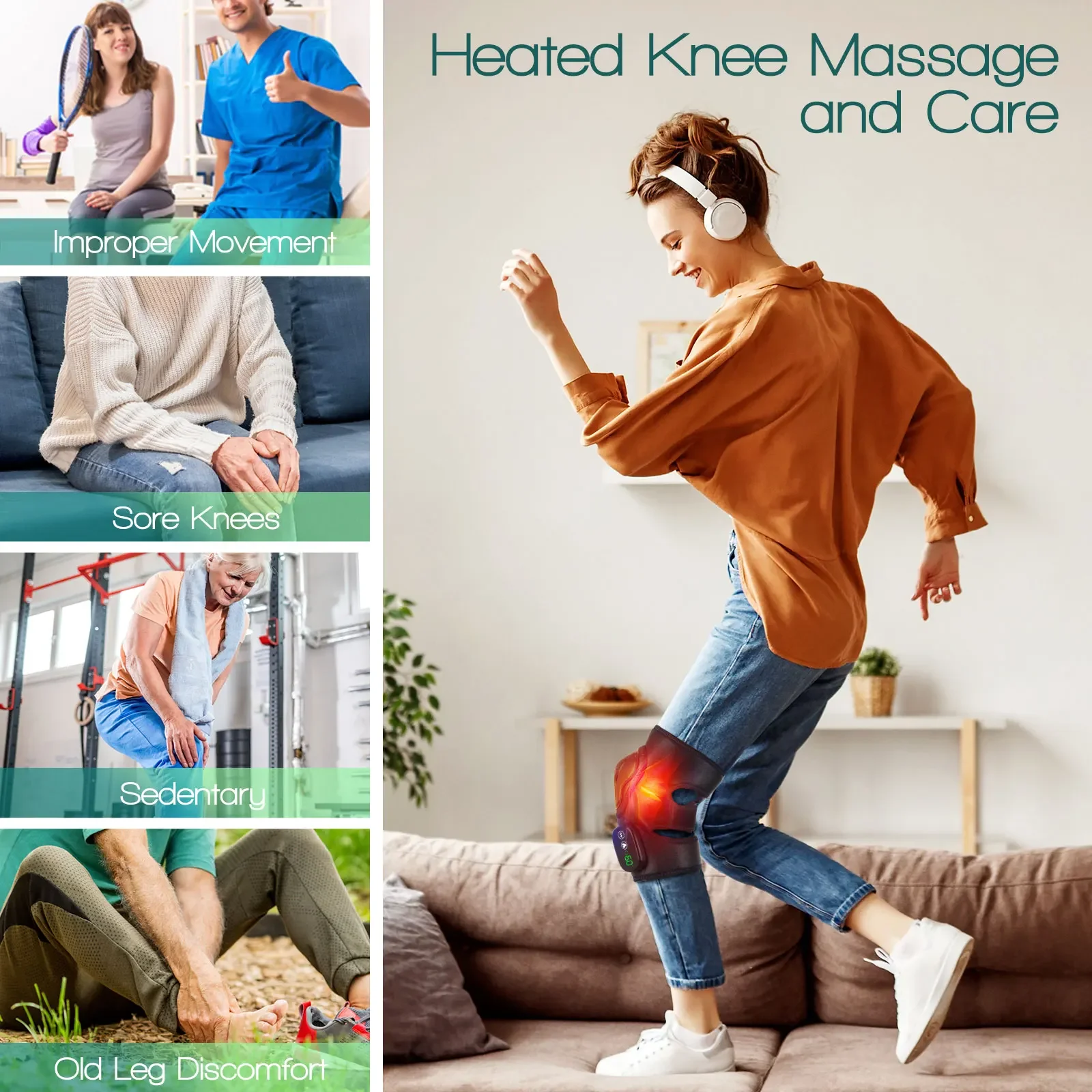 

Soft Wireless Heated Knee Massager Elbow Leg Joint Support Arthritis Rehabilitation Therapy Muscle Relaxation Knee Pad Massage