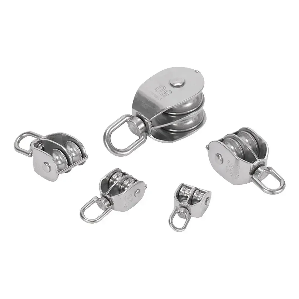 304 stainless steel M15 M20 M25 M32 M50 Rotation Double Pulley Traction Lifting Sailing Boat Loading  Pulley Block