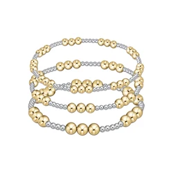 Vlen Women's Bracelet Mixed Metal Jewelry Gold Plated & Silver Color Beads Bracelets for Women Stackable Waterproof Jewelry
