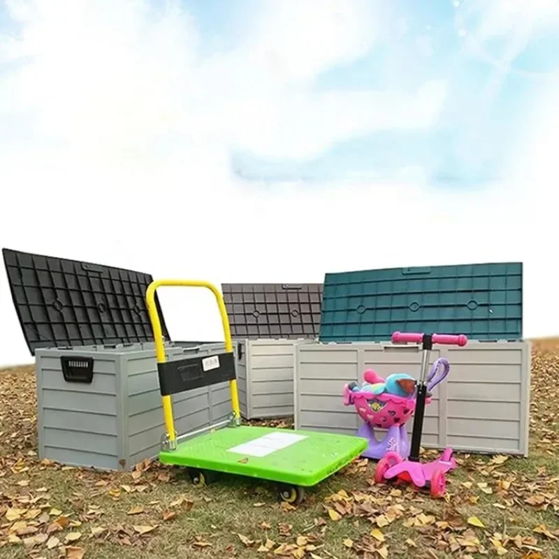 65 Gallon Garden Large Plastic Deck Storage Shed Box Toolbox Miscellaneous Storage Organizer with Yard Wheel Locks