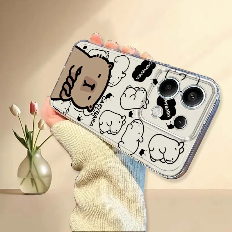 カピバラ漫画かわいいデザイン Xiaomi Mi Poco F2 F3 F4 F5 F6 X5 X6 X7 Pro TPU保護透明スマホケース
