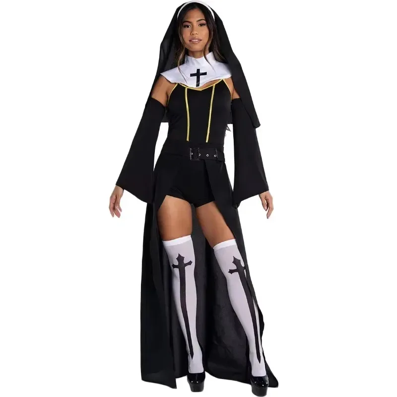 

Fashion Sexy Halloween Nun Cosplay Costume Women Stage Costume Vampire Nun Costume Carnival Costumes Maria Woman