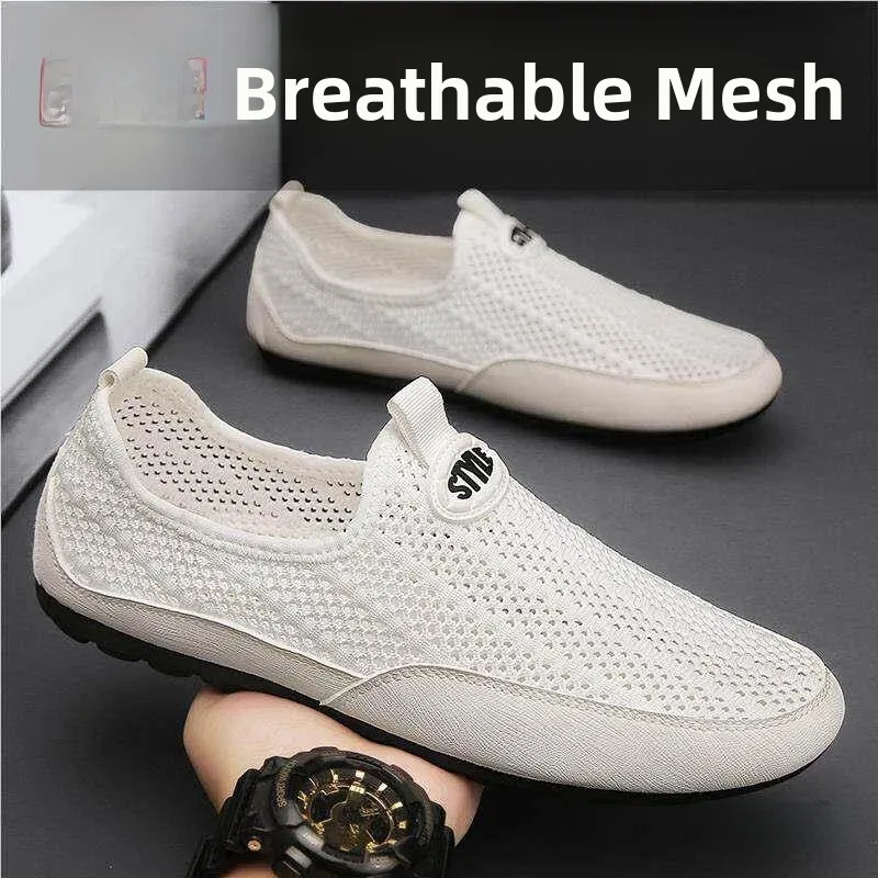 

Men's Summer Breathable Mesh Slip-On Loafers Lightweight Driving Work Shoes Comfortable round Toe Rubber Outsole Color