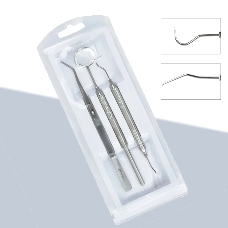 

Dental Calculus Remover Tools 3Pcs Stainless Steel Tartar Plaque Scraper Teeth Cleaning Set for Oral Hygiene Care