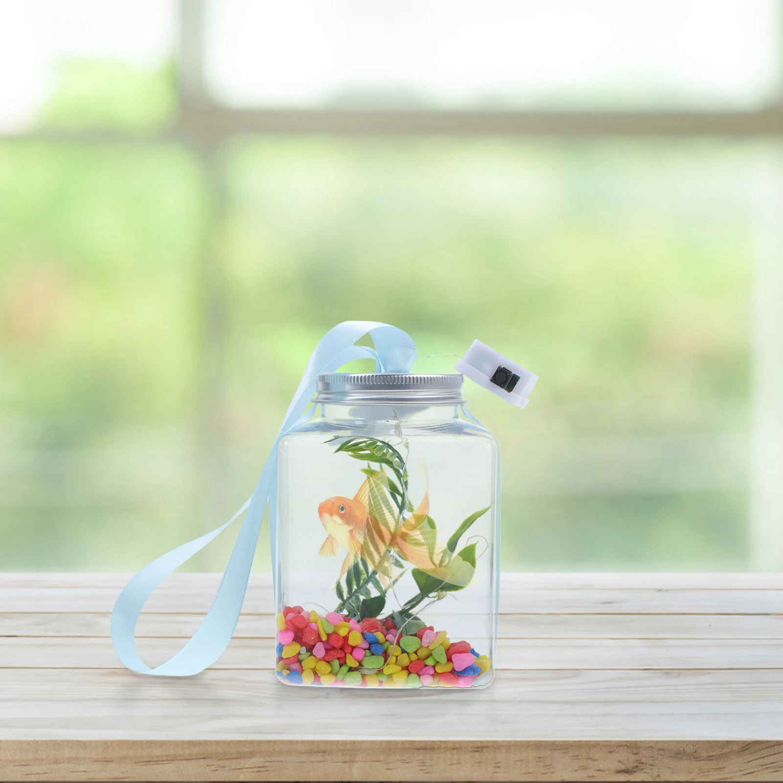 

Plastic Fish Tank for Goldfish Small Bowl Aquariums Tanks Home Office Transparent ABS Non Breakable LED Bowls Desktop