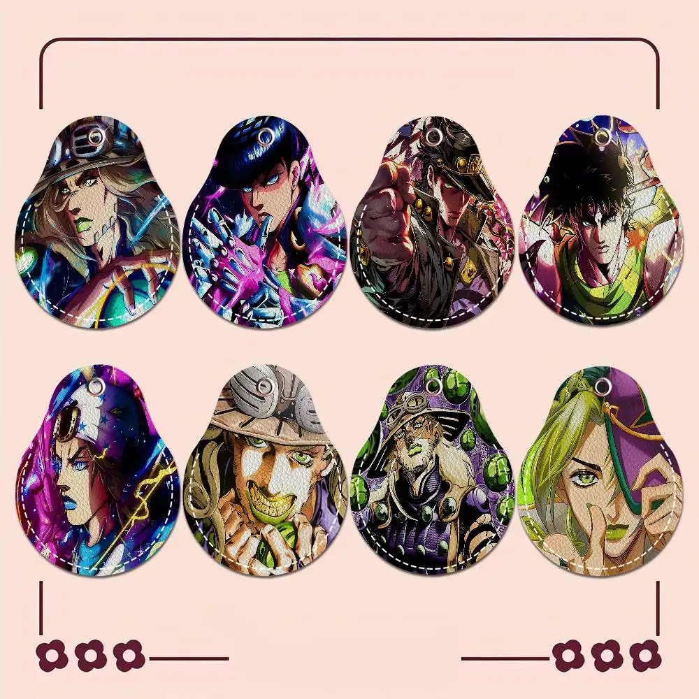 JoJo Bizarre Adventure Cute PU Card Holder Keychain Key Ring Door Lock Access Tags Card Case Keychain Access Card Key Tag Ring