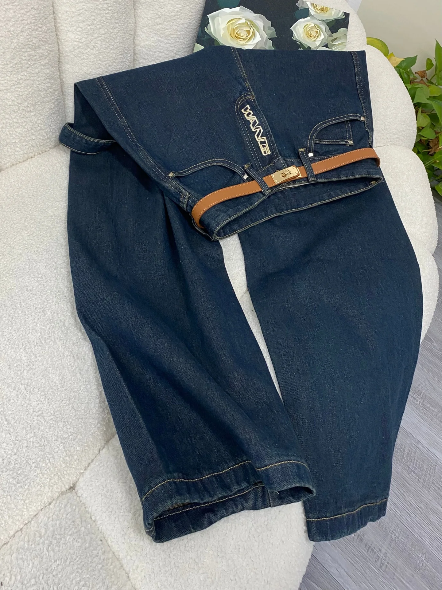 

Женские джинсы с высокой талией в стиле ретро, свободного кроя, прямые, весна 2026, новая модель, узкие, широкие брюки-клеш, стройнящие