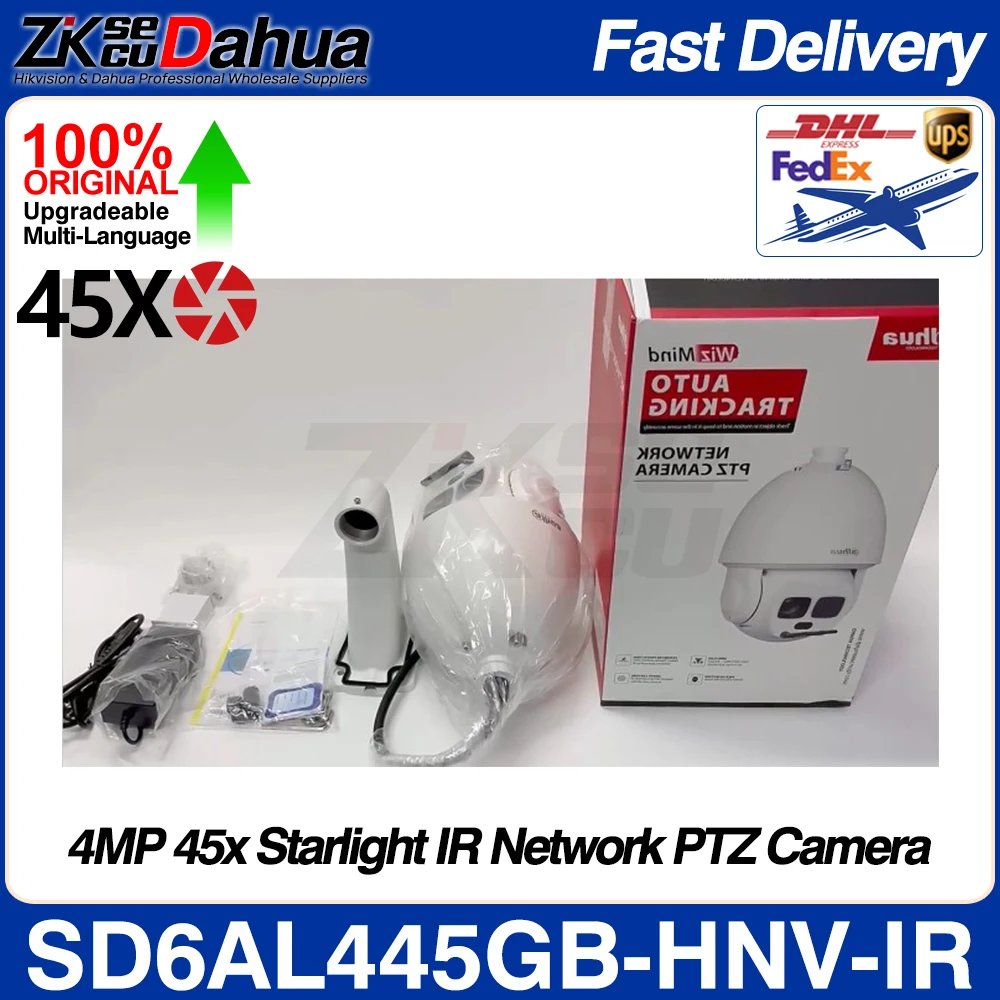 

Dahua SD6AL445GB-HNV-IR 4MP 45X Wizmind Starlight Speed PTZ HI-POE IP Camera Auto Tracking IVS Face Video Metadata SMD IR 300M