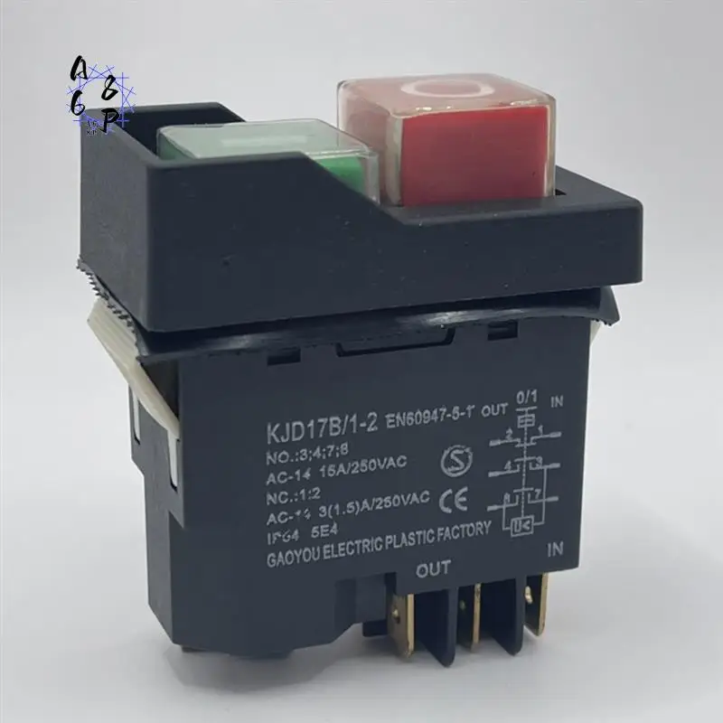 

A68P-KJD17 6 Pins Electromagnetic Start Push Button Switches IP55 Waterproof Equipment Safety Switch
