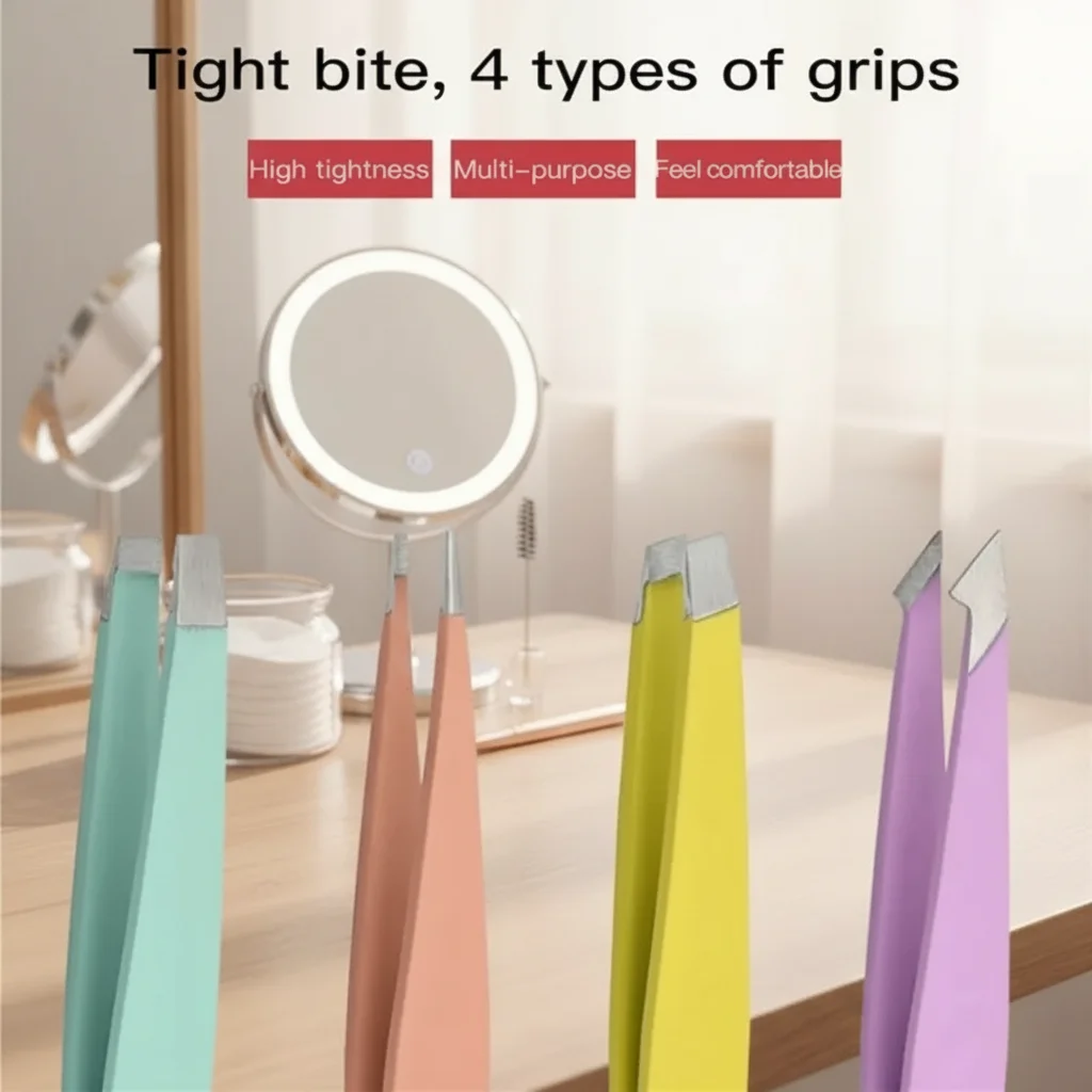Hair Removal Tweezers Stainless Steel Eyebrow Pluckers Non-Slip Precision Makeup Beauty Tool for Women