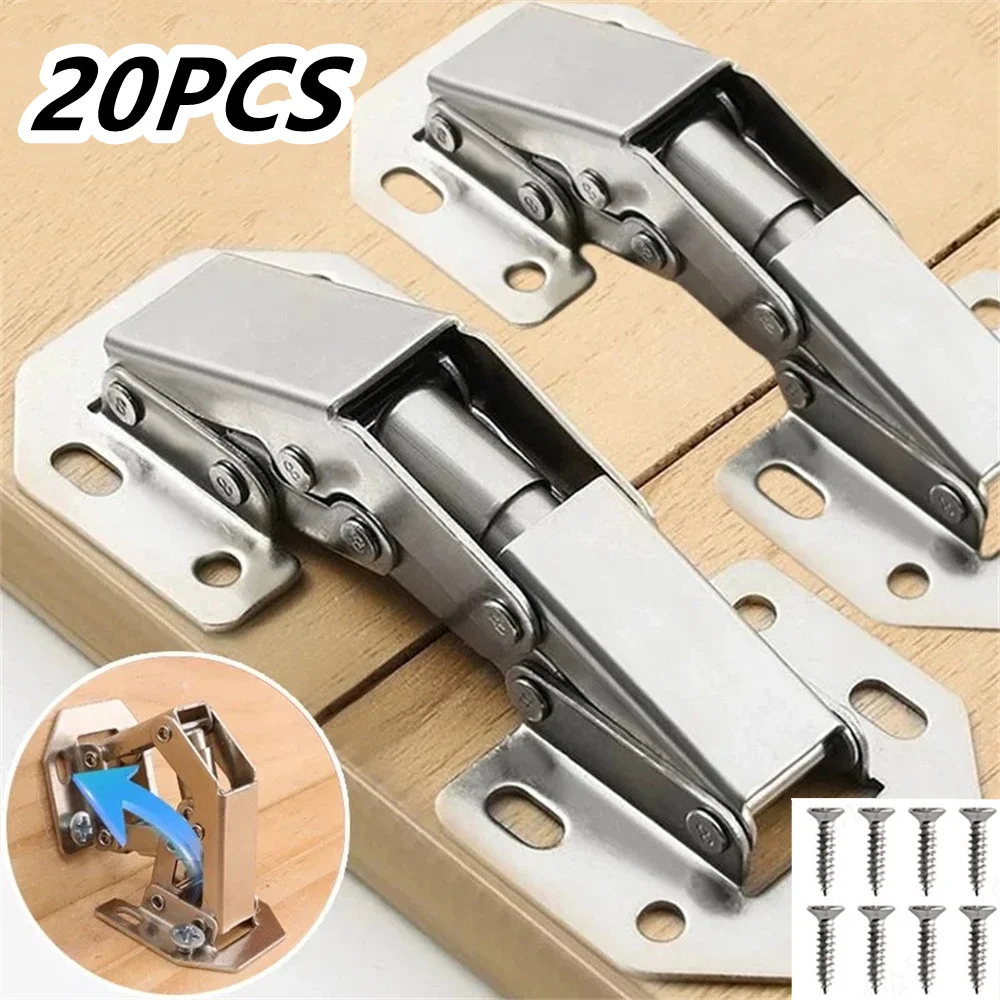 

20/5PCS 90 Degree Steel Cabinet Hinges No-Drilling HoleHydraulic Buffer Hinge Kitchen Cabinet Cupboard Hinges Furniture Hardware