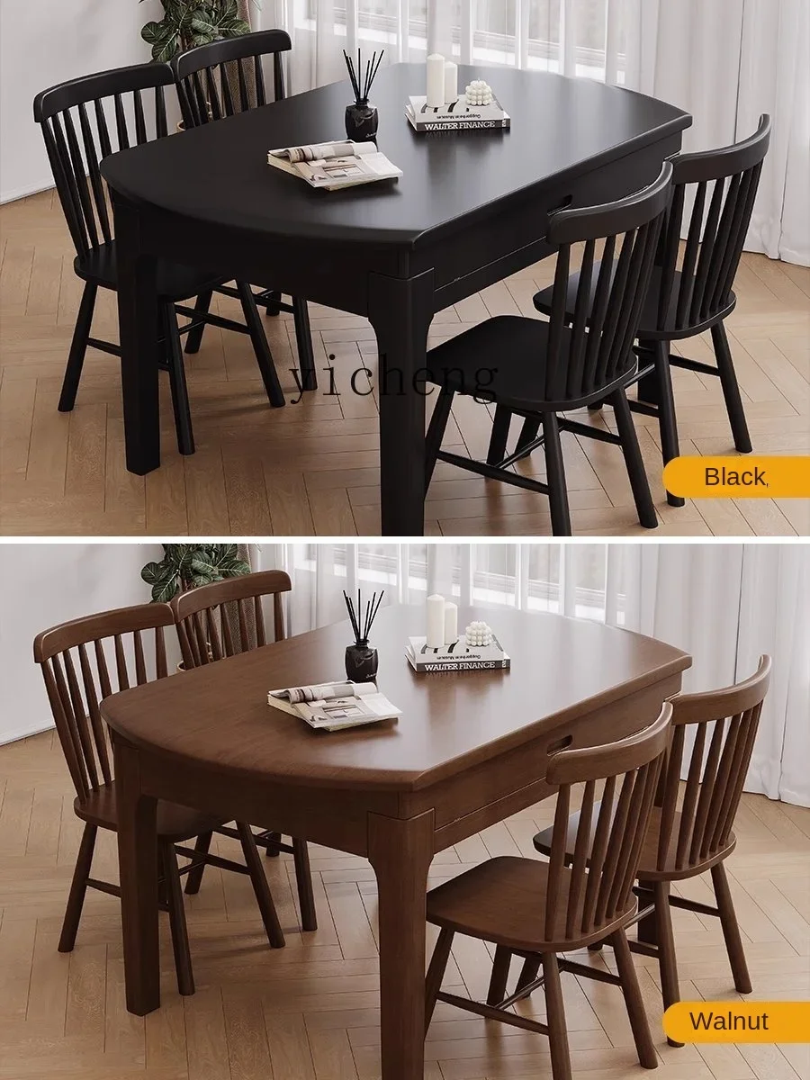 ZC all solid wood retractable dining table modern simple folding dining table rectangular variable round dining table