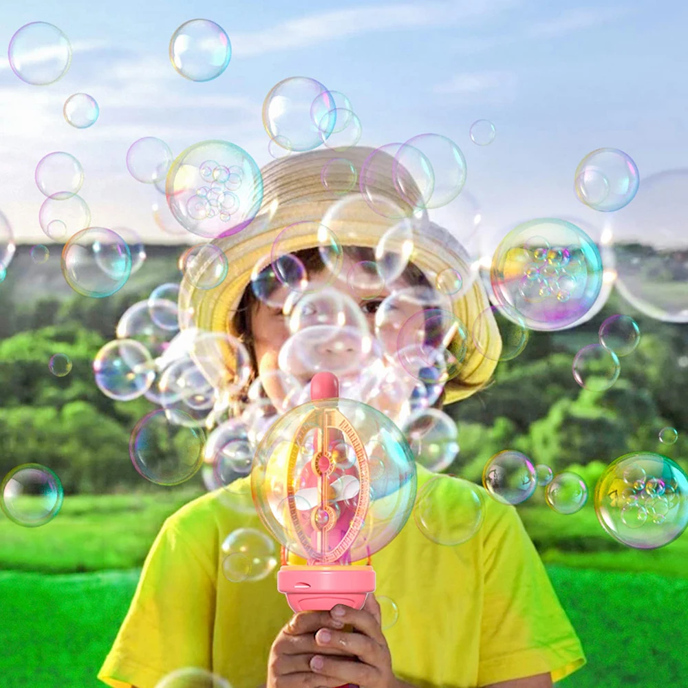 Bubble in Bubble Gun Machine Blowing Electric Bubbles Automatic Soap Bubble Toys Outdoor Party Play Toy for Kids Birthday Gift