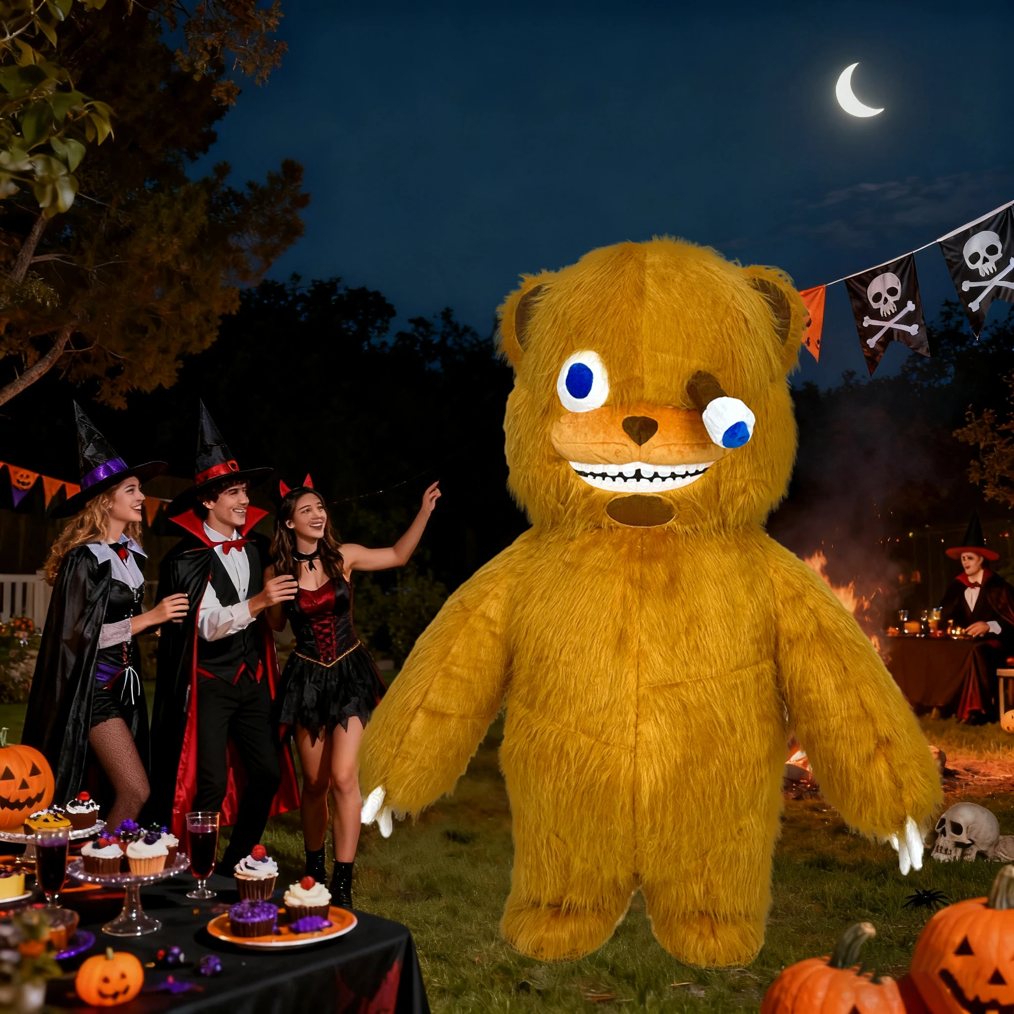 

Zombie Bear Inflatable Costume Mascot Parade Adult Character Cosplay Halloween Party Event Plush Set