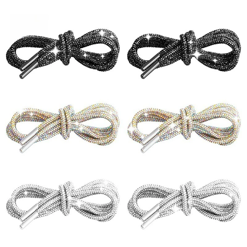 

2025 DIY Full Rhinestone Shoelaces with Adhesive - Round Tube Decorative Trim for Hats, Shoes & Craft Projects