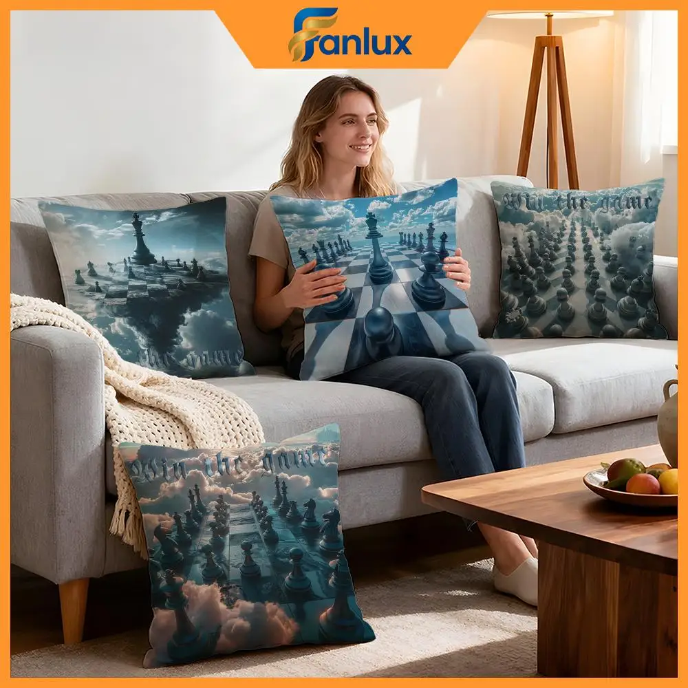Game Chess Cushion Cover 4Pcs Decorative Covers Soft Cushion Case for Sofa Couch Decor 40x40 45x45 Pillowcases