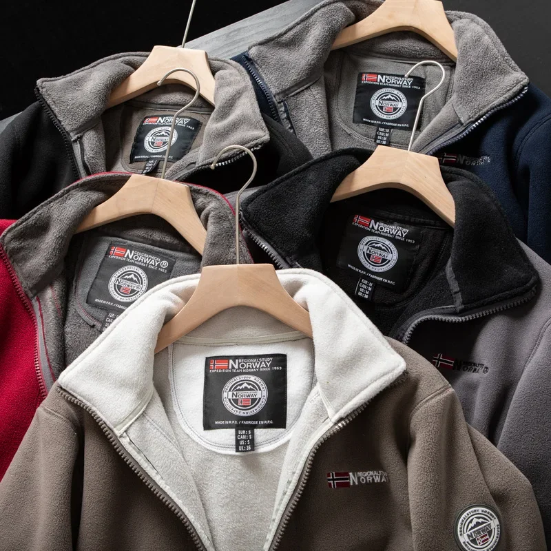 

Pop Men's Autumn-Winter Essential: Warm Fleece Jacket With Pockets - Durable White Polar Overcoat For Cold Weather