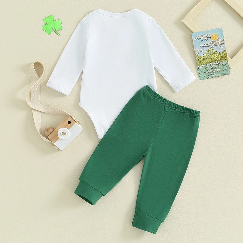 My First St Patricks Day Baby Boy Outfit Newborn Infant Long Sleeve Clover Shamrock Romper Lucky Charm Pants Set