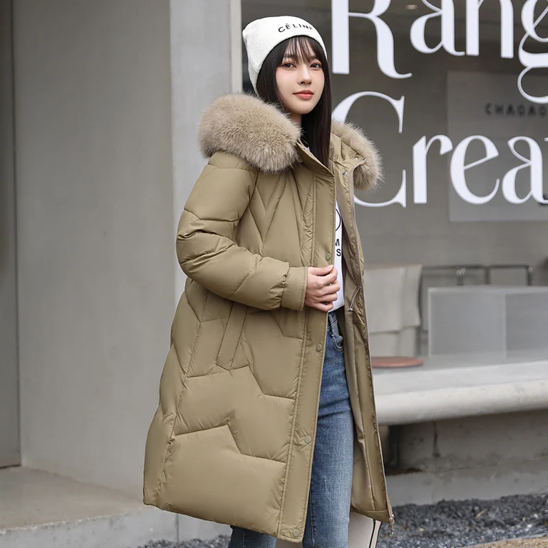 Women's Autumn Winter Medium Long Coat Fashion Solid Color Parka Hooded Drawstring Loose Casual Jackets Winter Coat