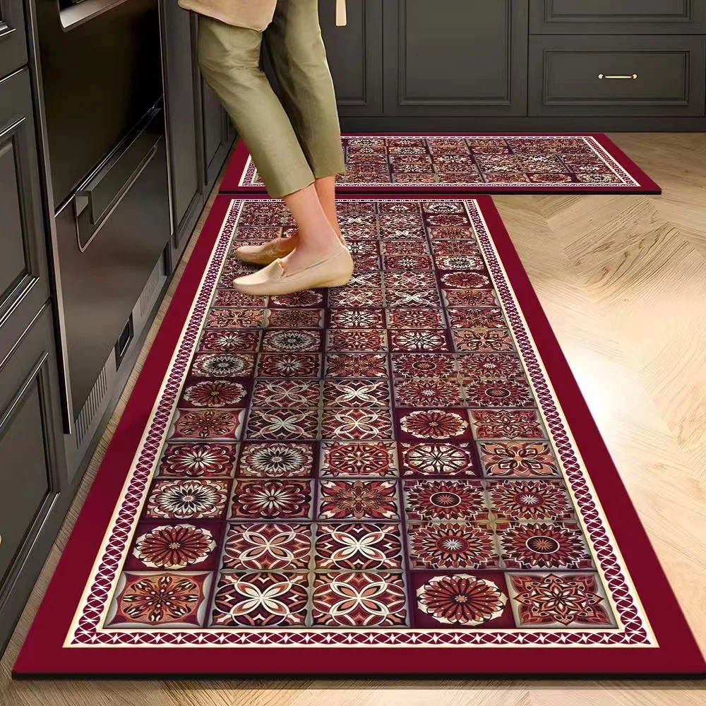 VIKAMA American-Style Carpet For Kitchen, Long-Shaped Bathroom, Anti-Slip Water-Absorbing Quick-Drying Foot Mat Home Decoration